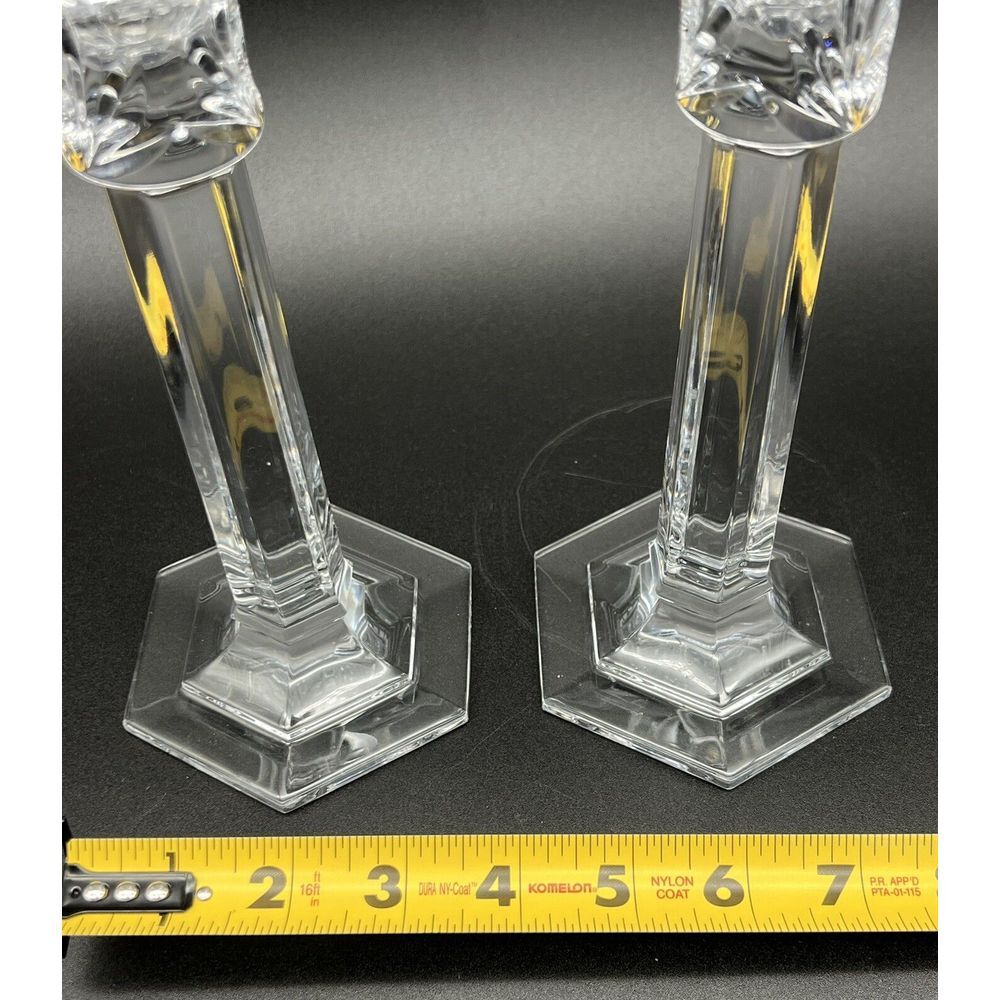 Set Of 2 Miller Rogaska‎ Clear Crystal Candle Holders 8 Inch Tall - Picture 14 of 15